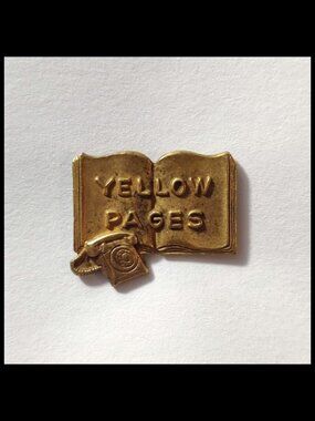 Yellow Pages Salesman's Advertising Lapel Pin-Telephone Book & Rotary Dial Phone